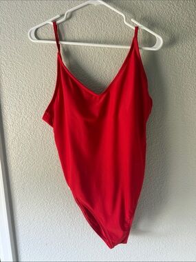 wild fable Red V-Neck One-Piece Swimsuit